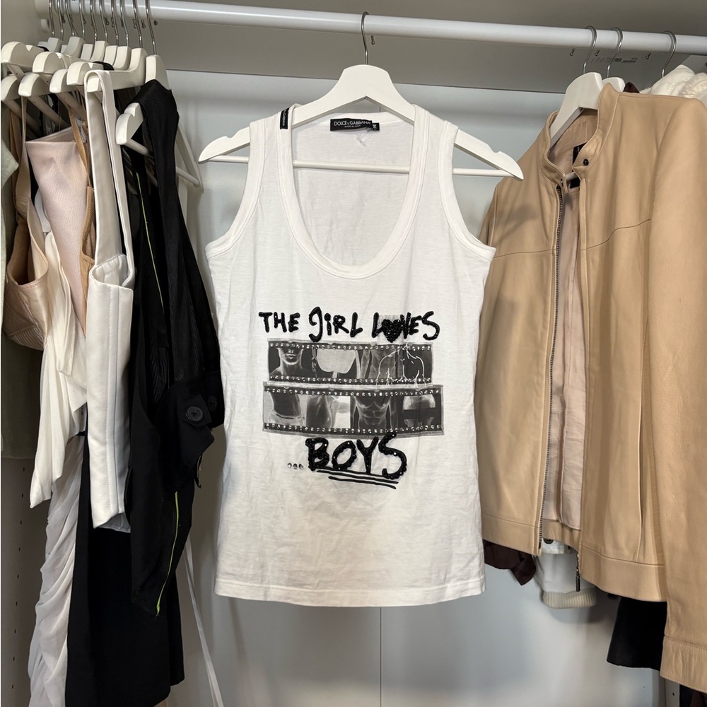 SOLD - Vintage Dolce & Gabbana Graphic Beaded Tank Top